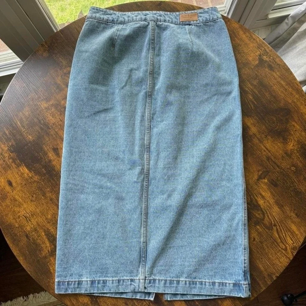 Velvet Heart Women's Denim Midi Skirt Paulina High Rise Blue Size L